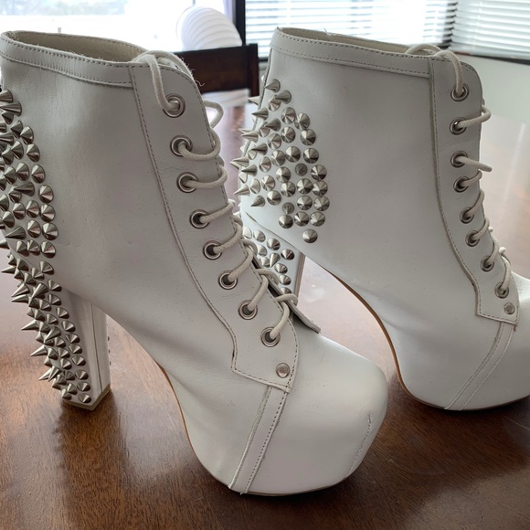 Jeffrey Campbell Spike White Leather Lita Booties - Picture 7 of 8